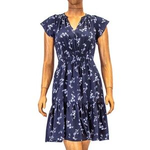•Rebecca Taylor Floral Midi Navy Dress
